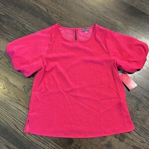 Vince Camuto Womens Pink Puff Sleeve Top Casual Blouse Shirt NWT Medium M NEW
